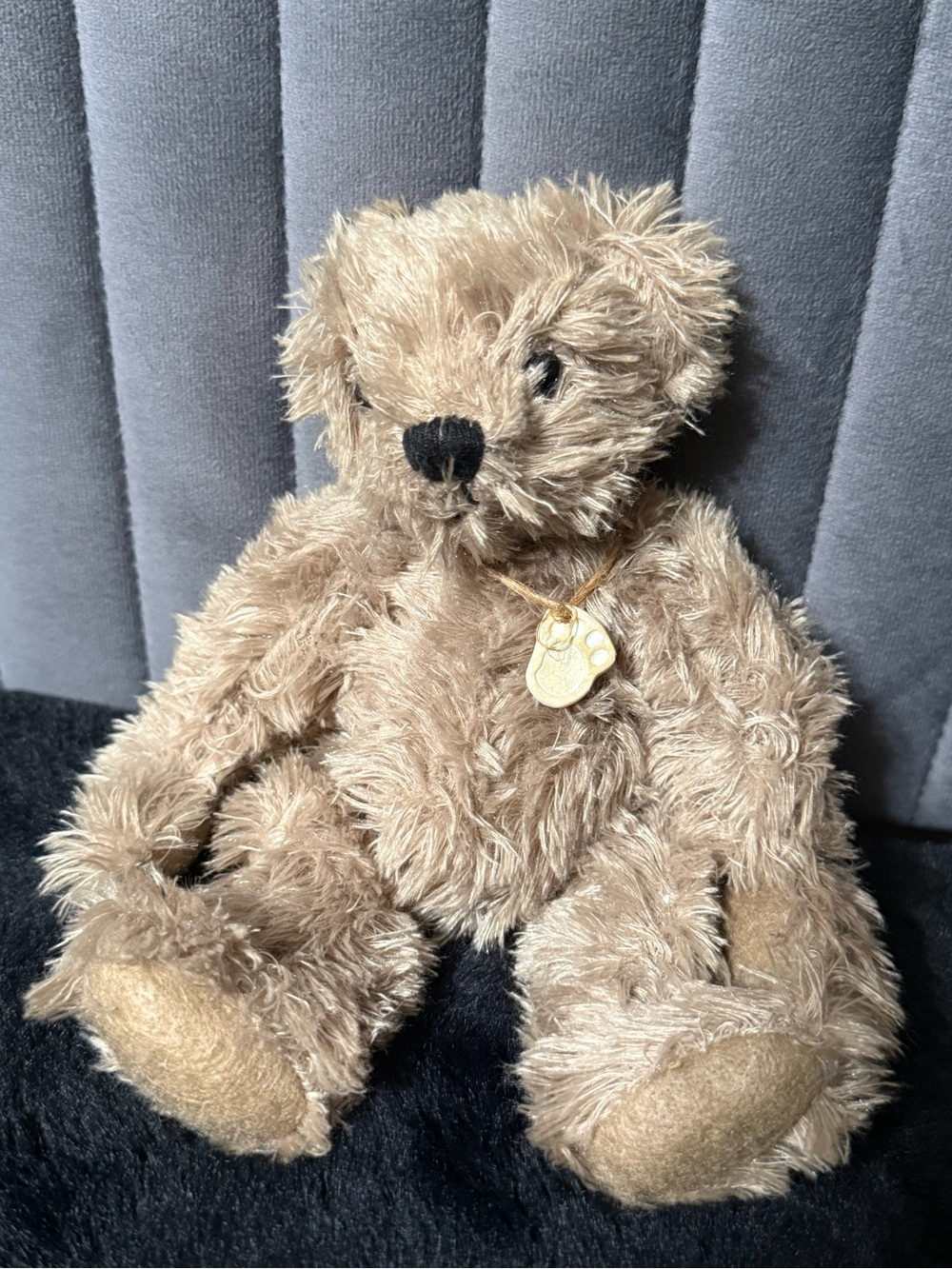 Giftcraft Jointed Teddy Bear Plush Taupe Shaggy Stuffed Animal Paw Charm Toy